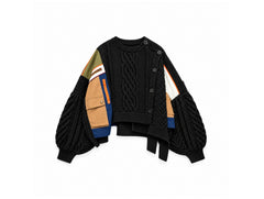 The "Jazlyn" Cropped Patch Cable Sweater in Black | Pre-Order - Ships Between October 25th and October 30th