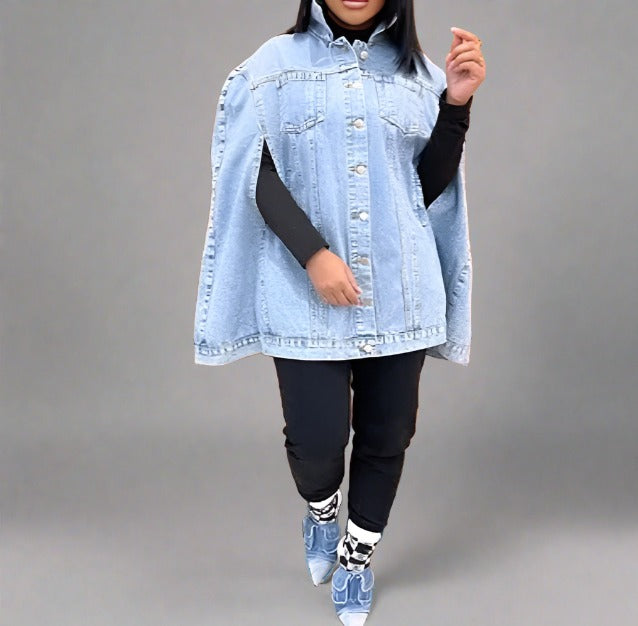 The "Nisha" Denim Cape | Ready to Ship