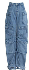 The "Kamarah" Denim Cargo in Blue | Ready to Ship — 40% OFF