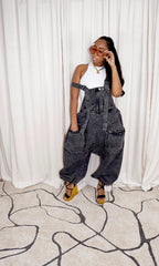 The "Nikki" Oversized Overalls in Black | Ships Next Day