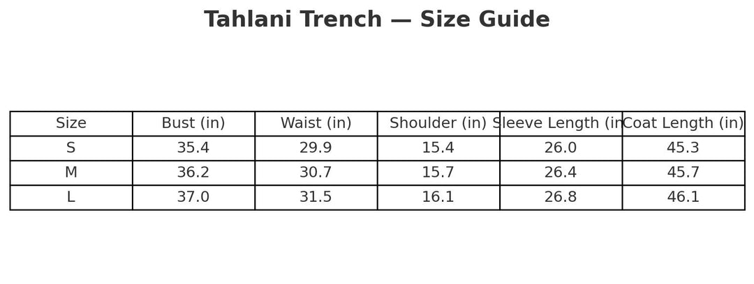 The "Tahlani" Trench | Pre-Order - Ships Between November 30th - December 20th