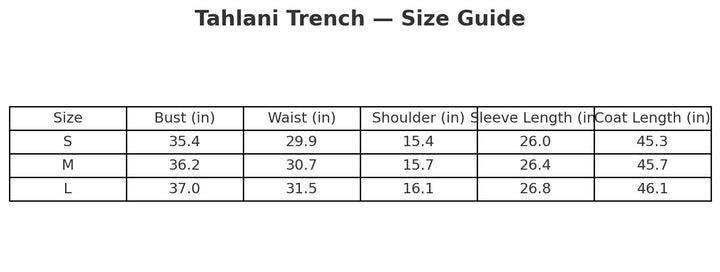 The "Tahlani" Trench | Pre-Order - Ships Between November 30th - December 20th