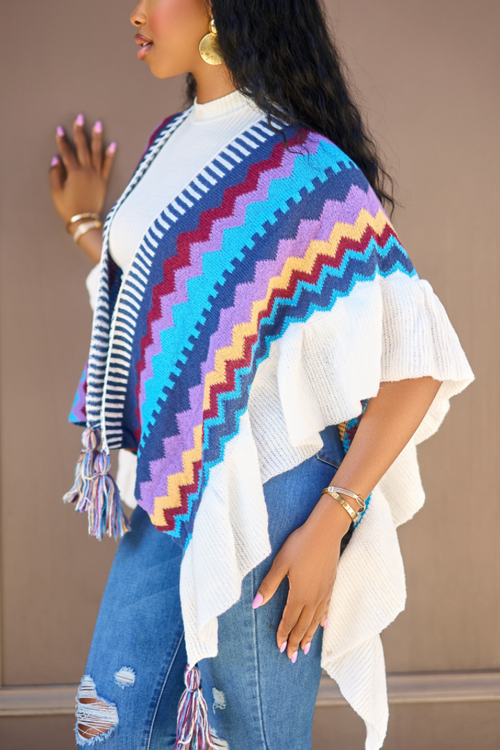 The "Annika" Multicolor Sweater Shawl | Ready to Ship