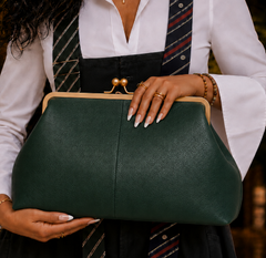 The "Zariah" Oversized Statement Clutch in Hunter Green | Pre-Order - Ships in 7-14 Business Days