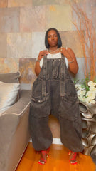The "Jazmyn" Oversized Overalls in Black Wash | Free Shipping Included
