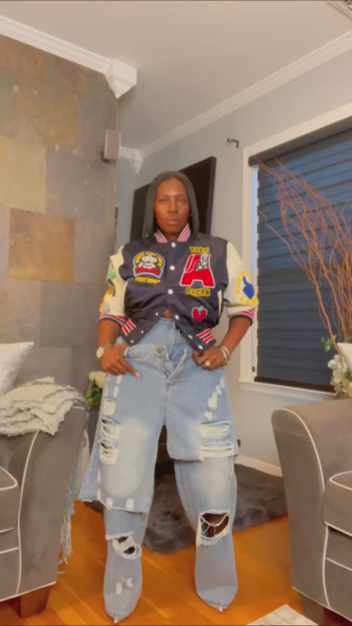 The "Jahvani" Distressed Denim Skirt Overlay Jeans | Pre-order