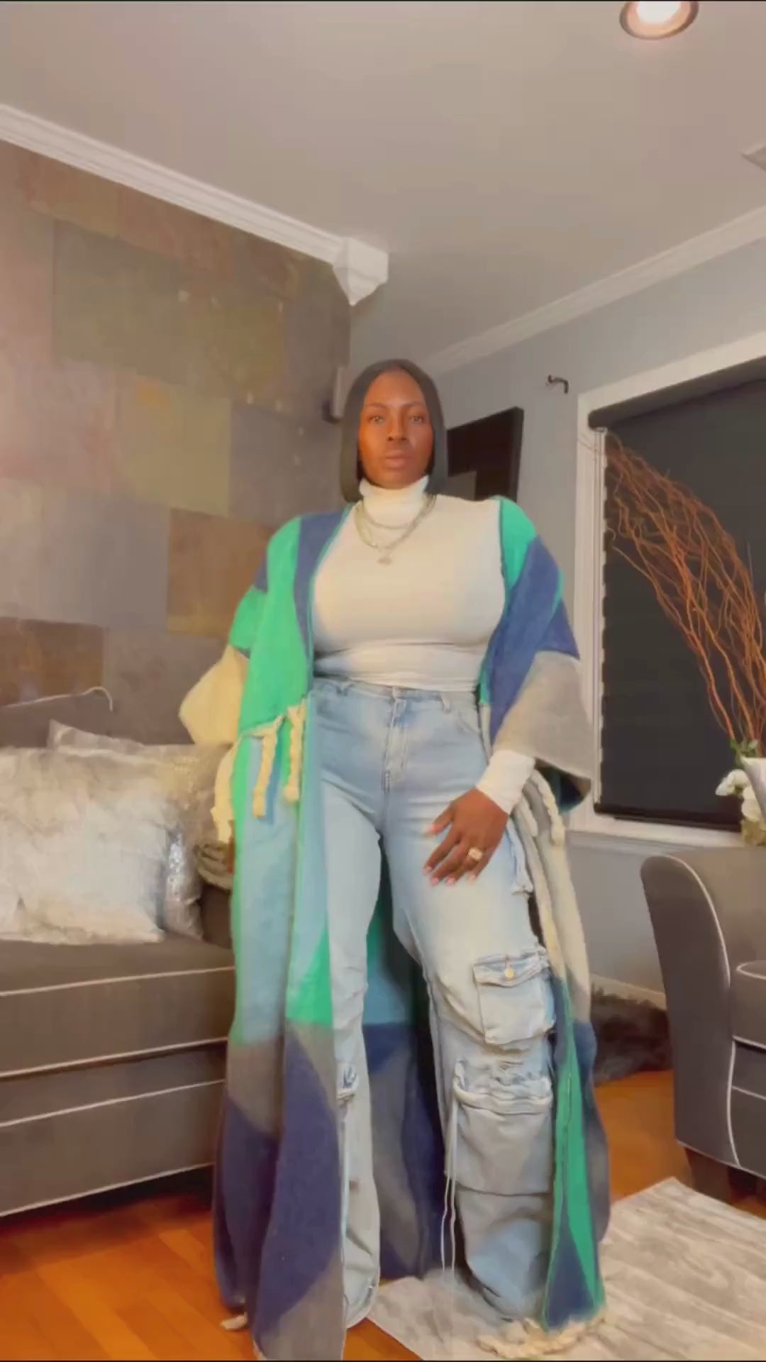 The "Material Girl" Long Kimono Sweater in Multicolor 3 | Ready to ship